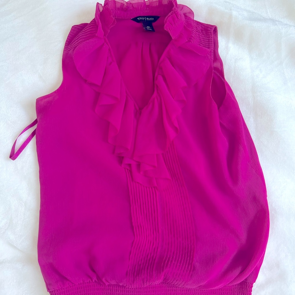 White House Black Market Fuchsia Sleeveless Blouse XS